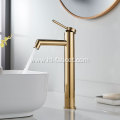 Polished Gold Single Handle Tall Bathroom Sink Faucet